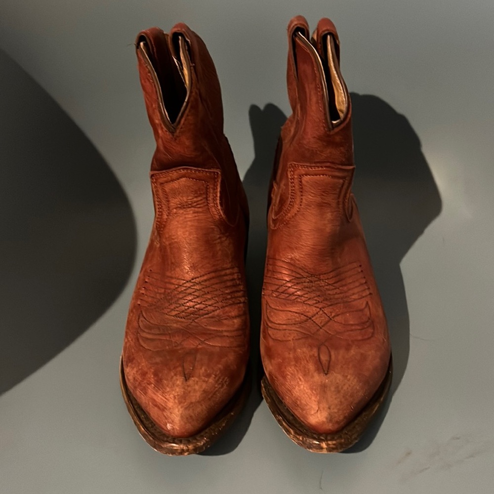 Brown leather Frye cowboy boots